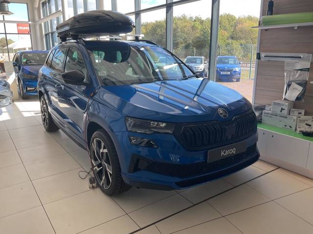 Skoda Karoq 2.0 TSI SportLine Edition DSG 4WD Euro 6 (s/s) 5dr SUV Petrol Race BlueSkoda Karoq 2.0 TSI SportLine Edition DSG 4WD Euro 6 (s/s) 5dr SUV Petrol Race Blue at Derek Slack Motors Middlesbrough
